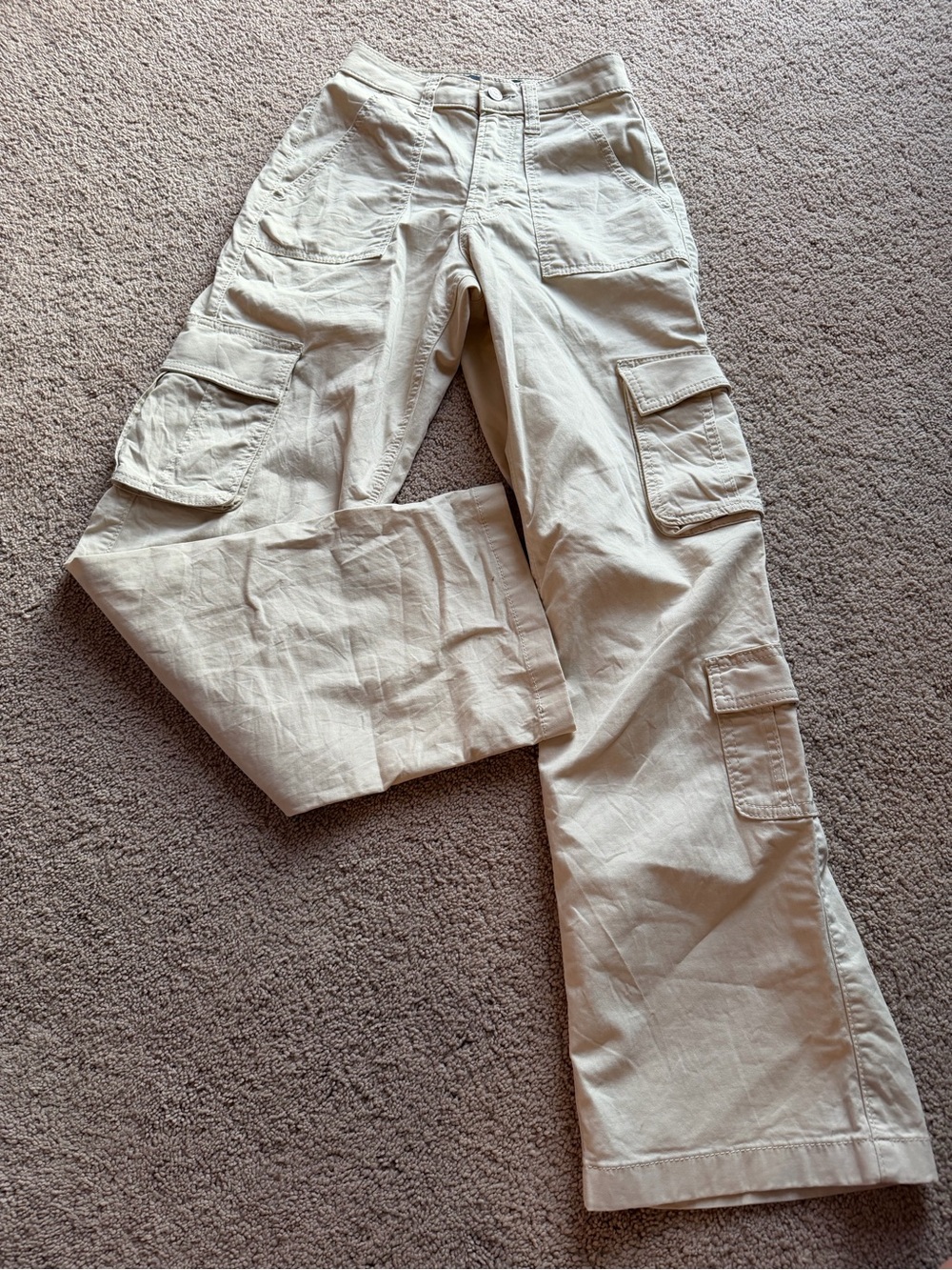 Hollister Light Beige Cargo Pants with Utility Pockets